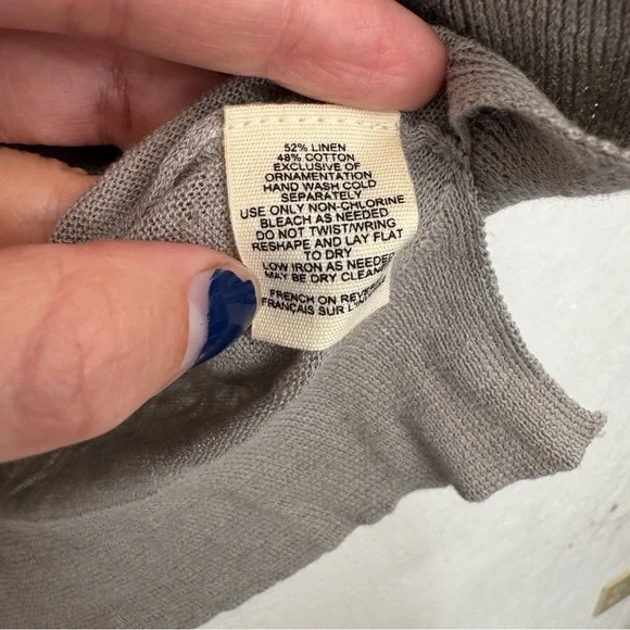 Anthropologie Moth Linen Blend Gray Button Front Cardigan Size Large - Picture 5 of 8